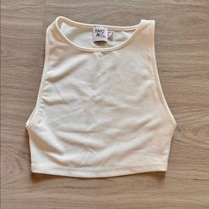 Cream High Neck Crop Top